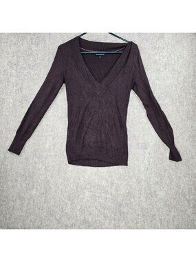 Express Design Studio Womens Chocolate Brown V-Neck Sweater Rayon Blend Medium